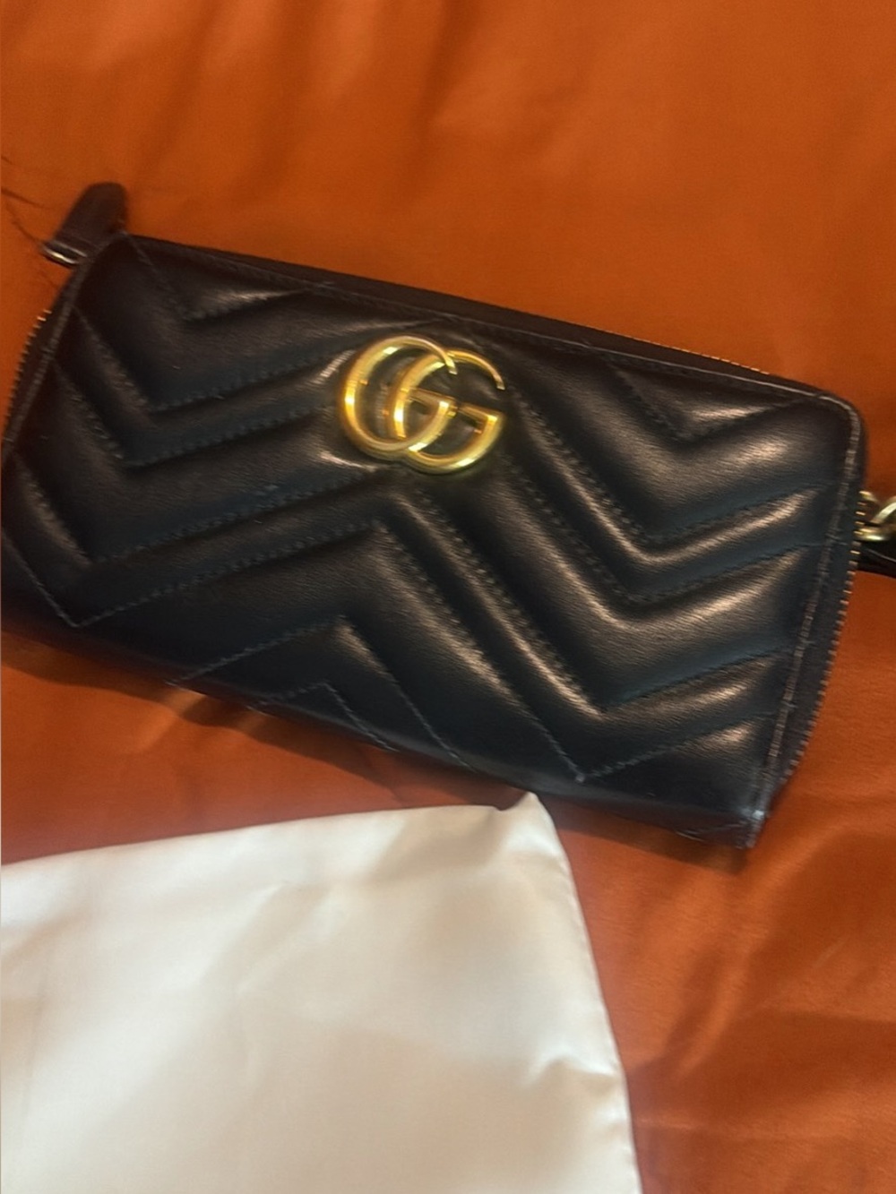 Gucci Navy Quilted Leather Wallet with Gold Double G